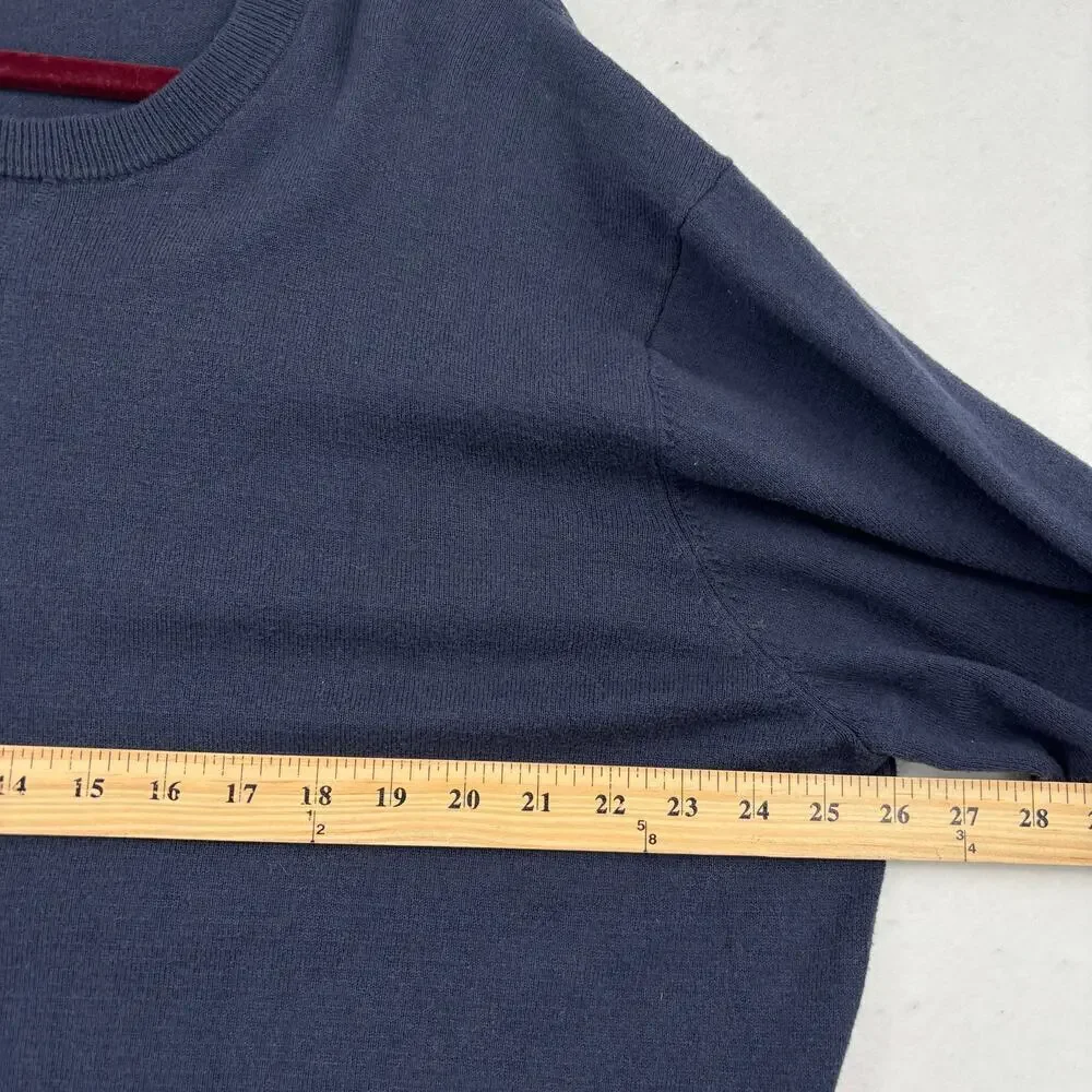 Orvis Crew Neck Sweater Mens Size XL‎ Navy Blue Silk Cashmere Cotton Pullover